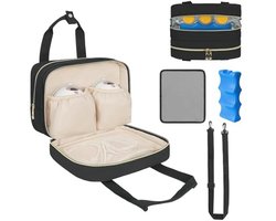 Moedermelk koeler, reistas, draagbare borstkolf opbergtas compatibel met Momcozy/Medela/Elvie/Willow borstkolf met ijspak en waterdichte mat, zwart