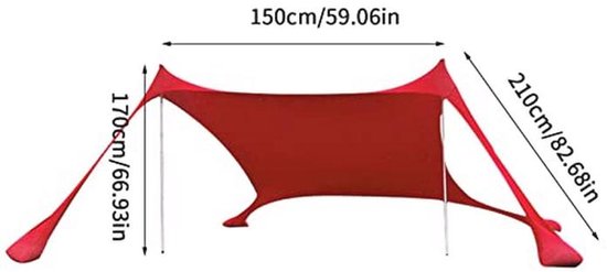 Draagbare Strandtent met UV-bescherming en Zandankers - Perfect voor Camping en Strand van Merkloos — afbeelding 2