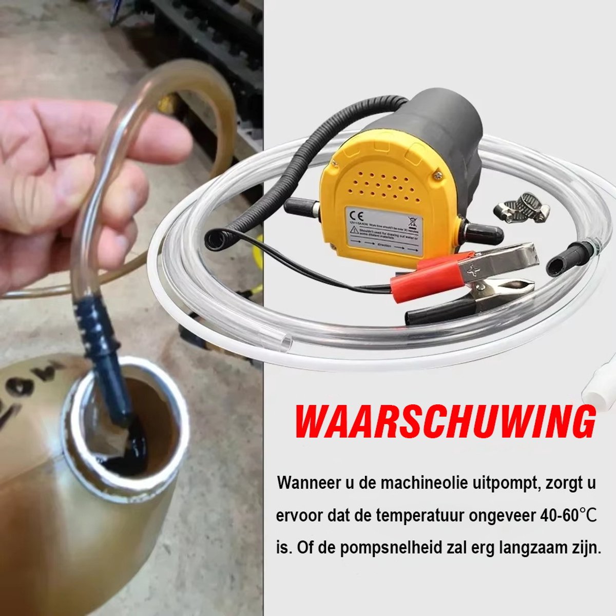 Elektrische Oliepomp 12V - Olie Overdracht Pomp - Olie Extractor - oliepomp voor het opvangen van brandstof - Draagbare Brandstofpomp - Koperen Motor - 1 Liter Per Minuut - Sinterklaas cadeau auto thumbnail 5