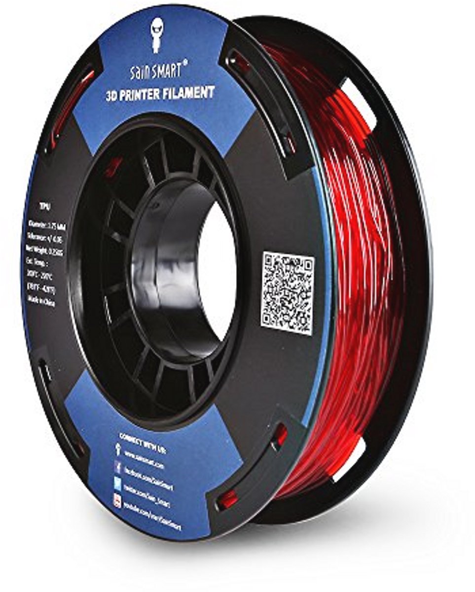Flexible 3D Filament 1.75mm TPU - 250g in Rood