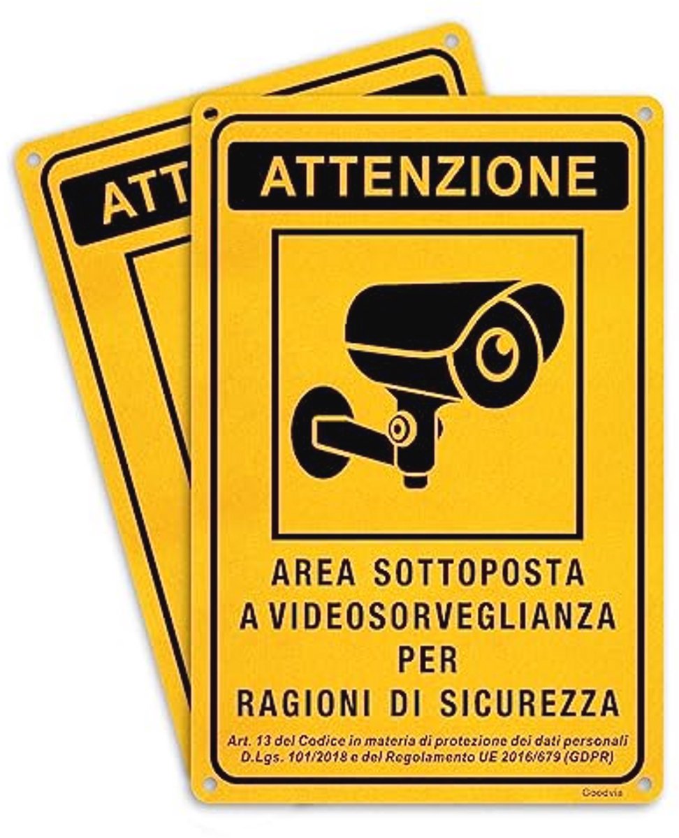 Aluminium Borden voor Videobewaking - 20 x 30 cm Veiligheidsstickers (2 Stuks)