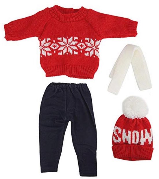 18 Inch Kerst Poppenkleertjes Set voor Meisjes - Trui, Broek, Sjaal en Hoed van Merkloos — afbeelding 2