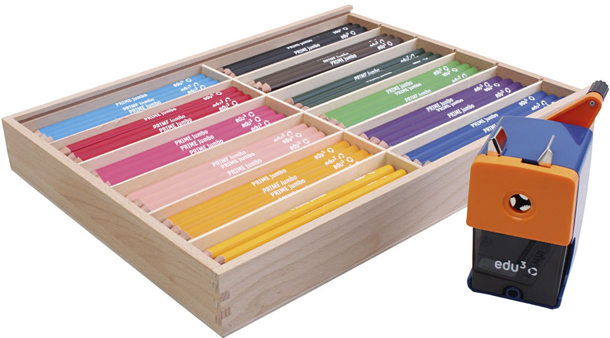 Edu Jumbo kleurpotlood, diverse kleuren, vulling 6,25 mm, 12x12 stuk/ 1 doos