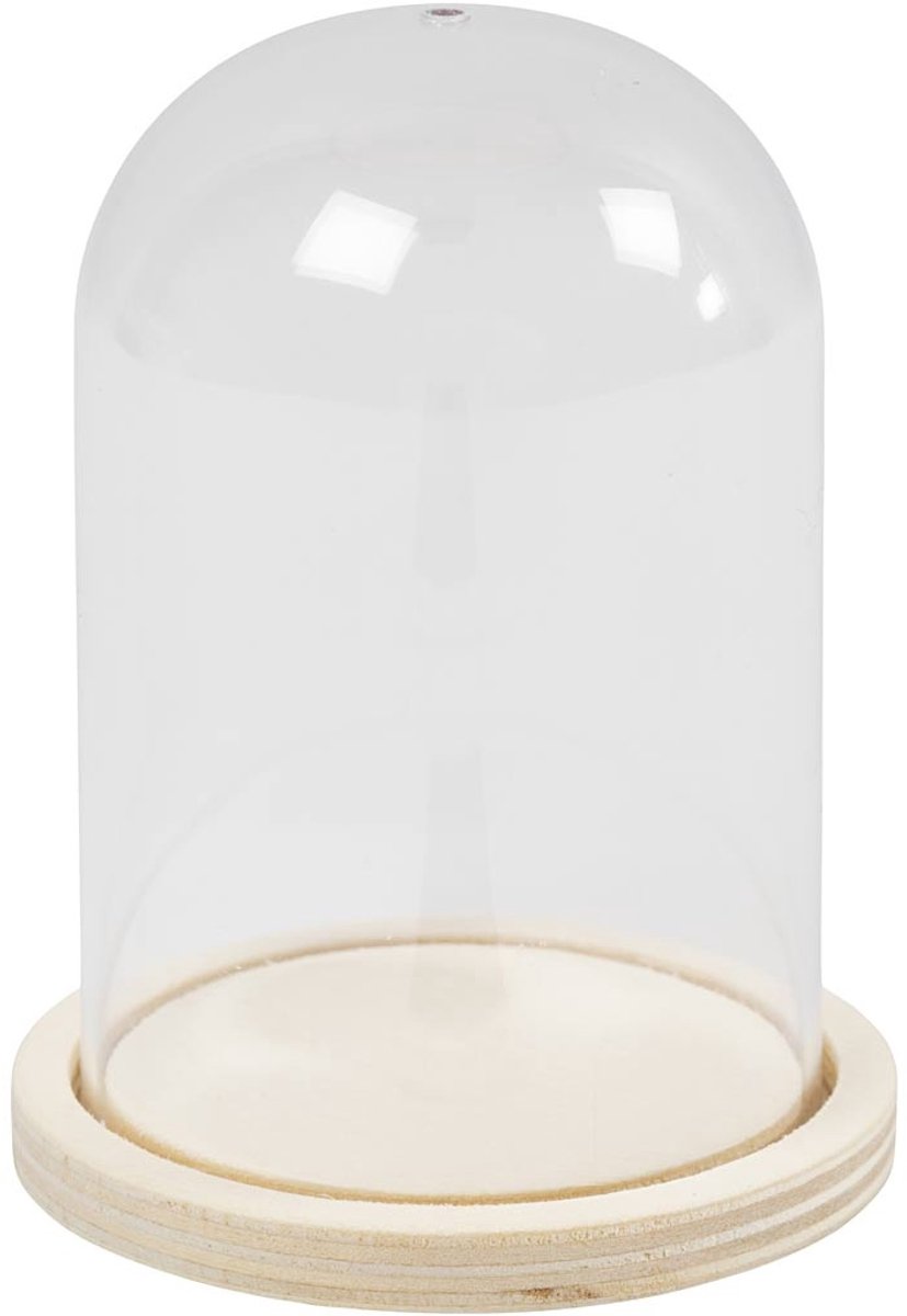Klok op houten voet, H: 9,5 cm, d 6 cm, gatgrootte 3 mm, 10 stuk/ 1 doos
