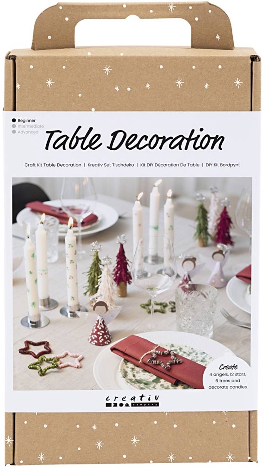 Creativ Company hobbyset kerst tafeldecoratie engelen kerstbomen sterren.