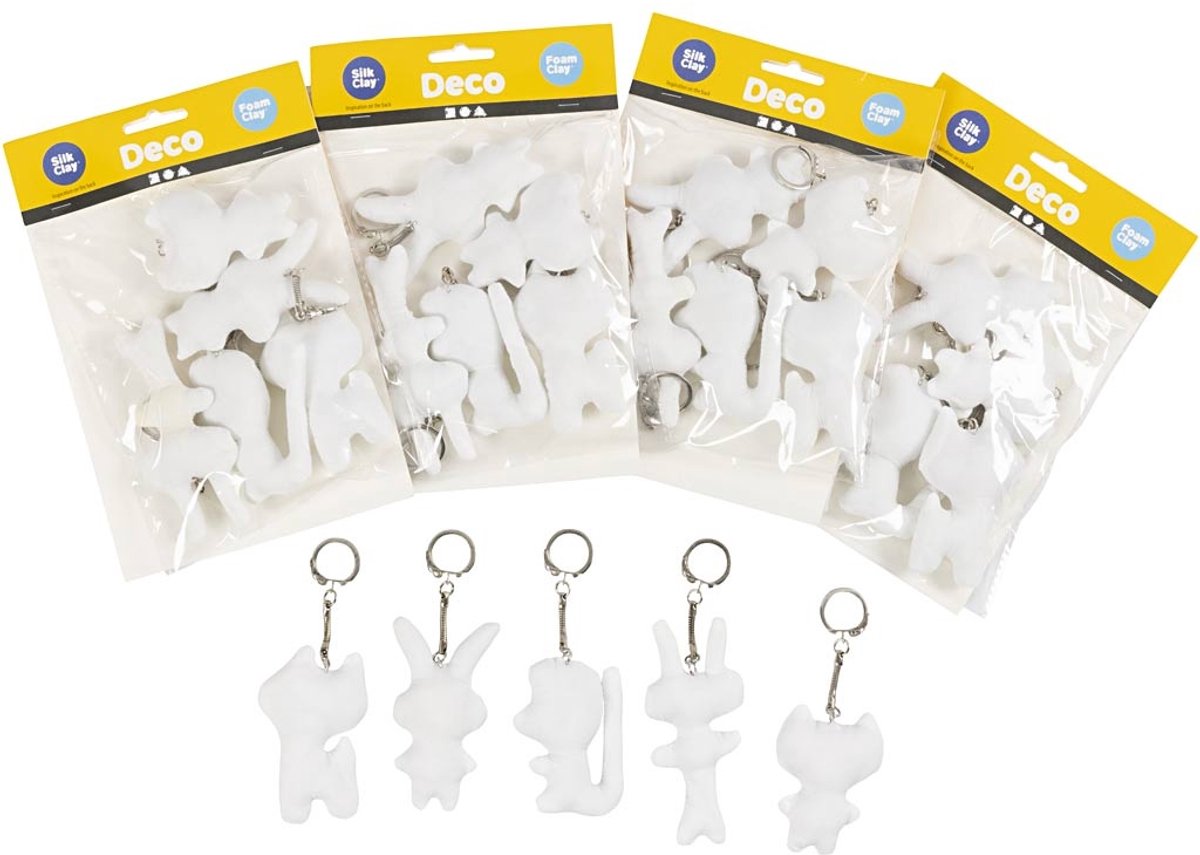 Creativ Company textiel figuren sleutelhanger knutselset 25 stuks.