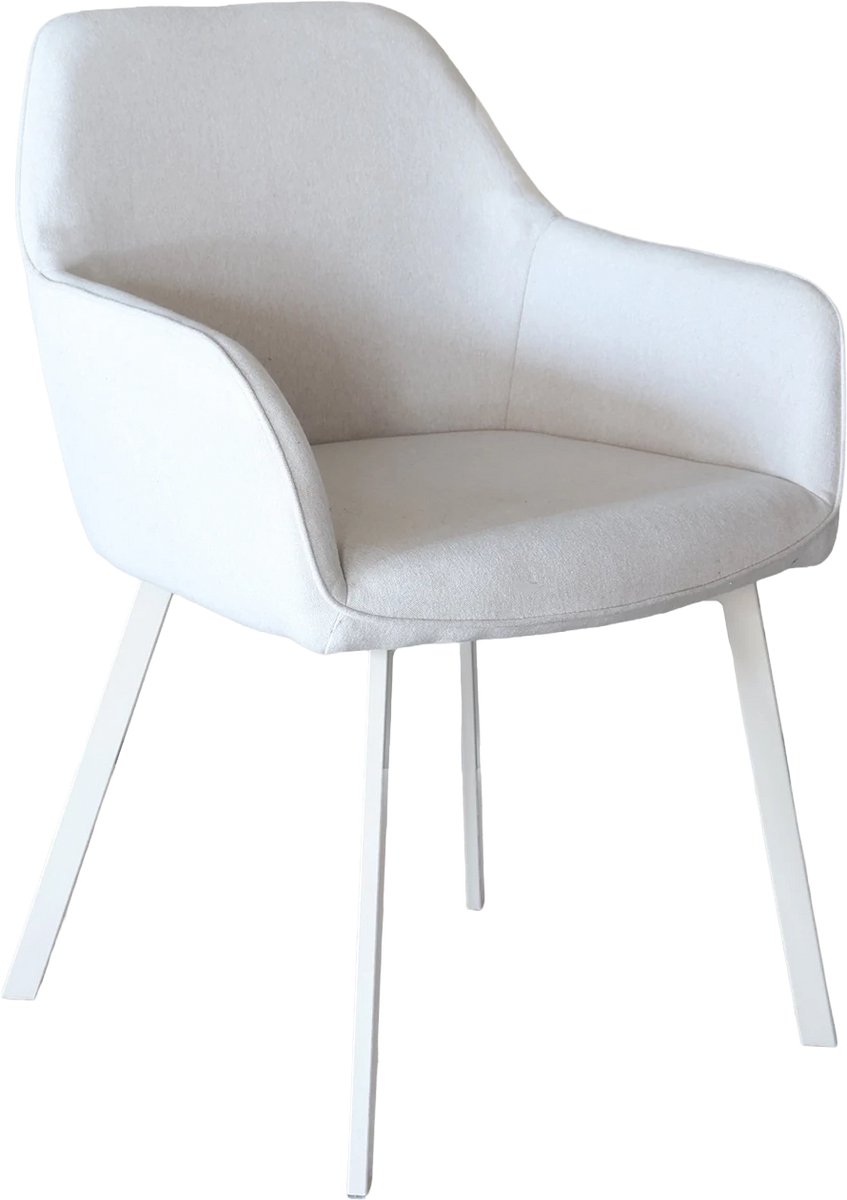 Lizzely Garden & Living Eetkamerstoel met armleuning beige linnen stof Maris eetstoel zetel