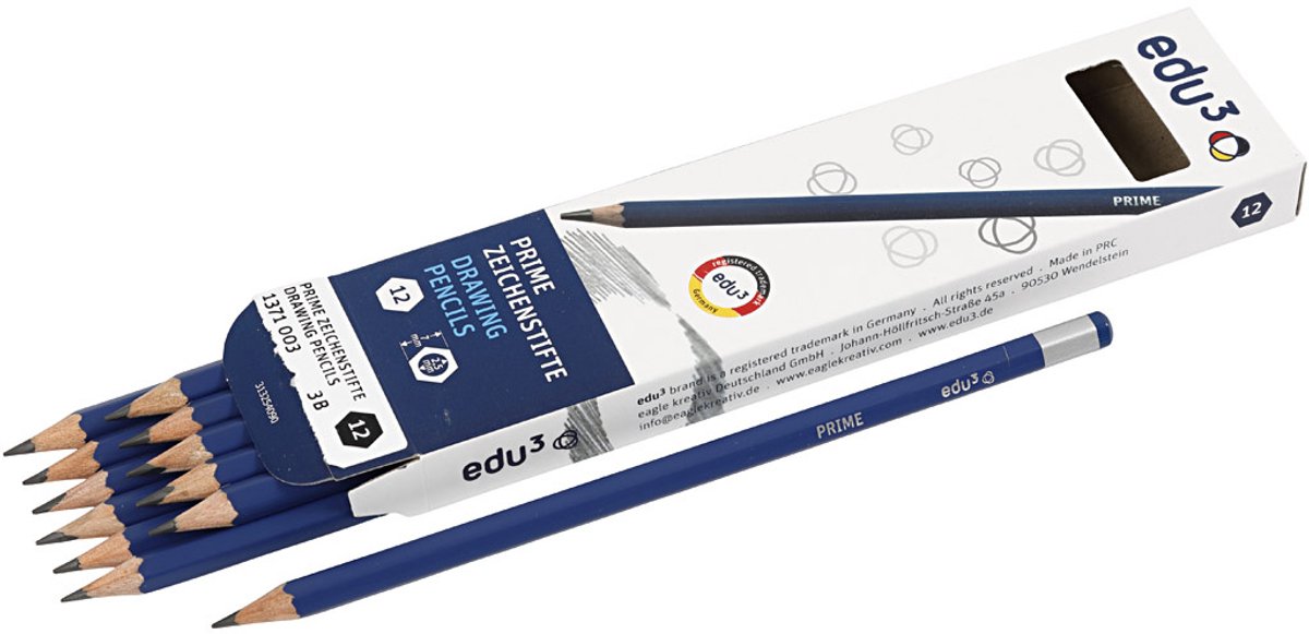 Edu Tekenpotlood, hardheid 3B, 12 stuk/ 1 doos