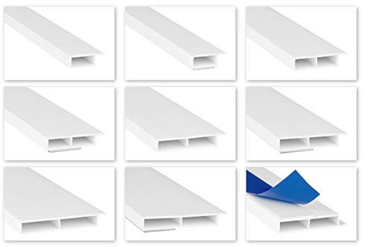 Holle PVC Raam- en Wandafdeklijsten - 7mm met Optionele Schuimtape en Overhang voor Wandafsluitingen - 2 Meter Per Lijst