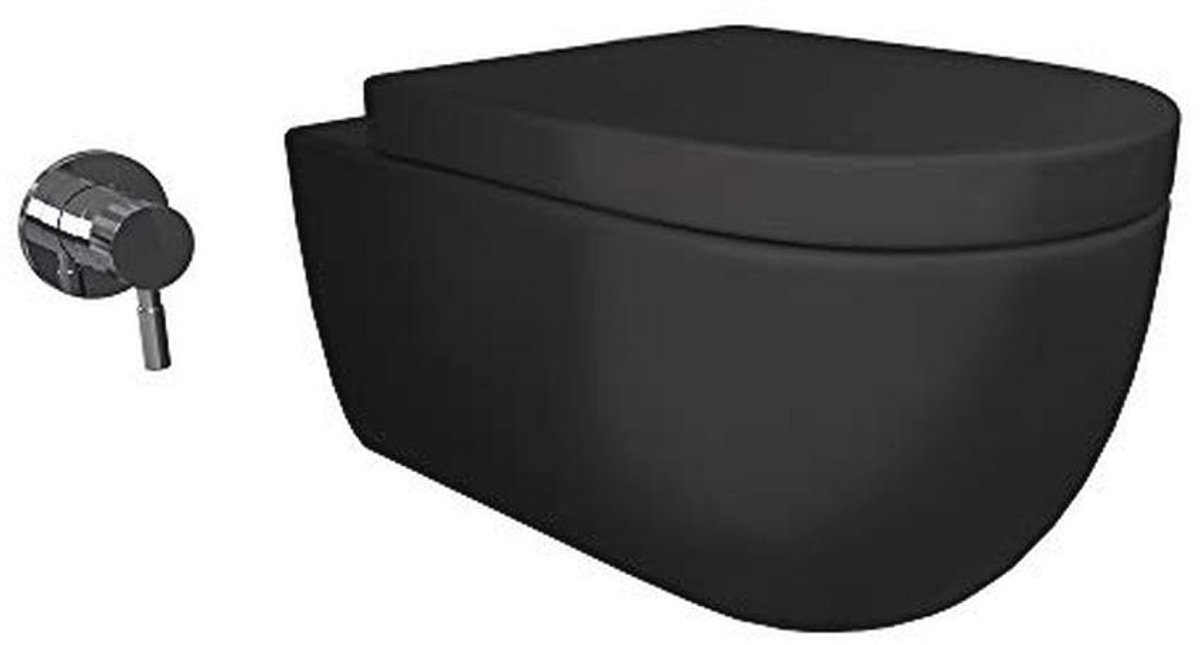 Douche-toilet met bidet in mat zwart, spoelrandloos en elegant design - 54,5 cm lang