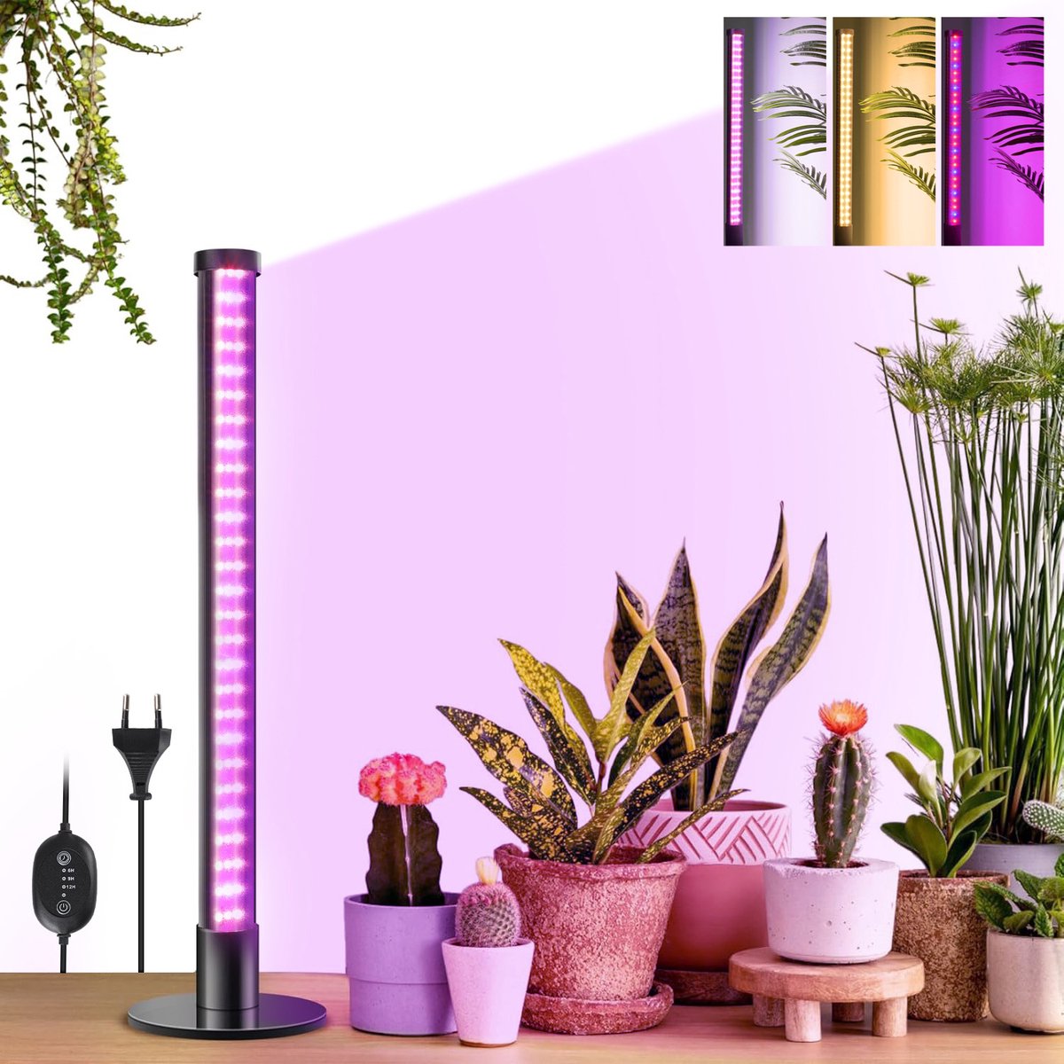 MUPOO Kweeklamp LED - met 3 kleurveranderbare - Full Spectrum - Rood - Blauw - met 6/9/12H-timer - voor Kamerplanten - Groei en Bloei - 41,6 cm