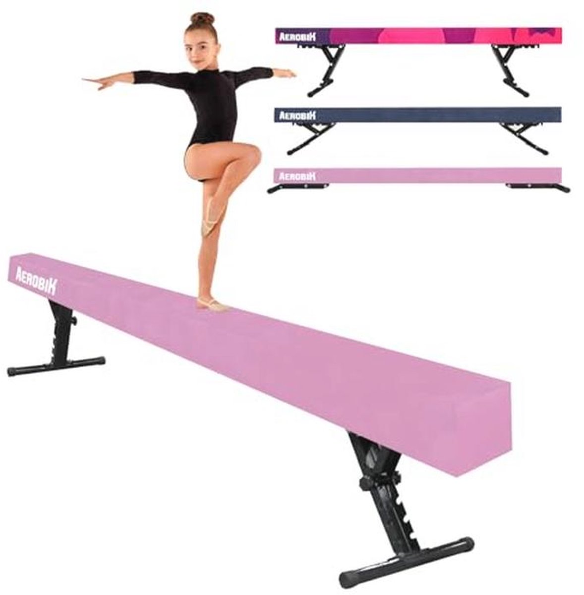 Verstelbare Gymnastiek Balk Roze voor Kinderen en Volwassenen - 5 Hoogte Instellingen van 16,5 tot 56,5 cm - Eenvoudige Montage en Maximale Veiligheid - Antislip