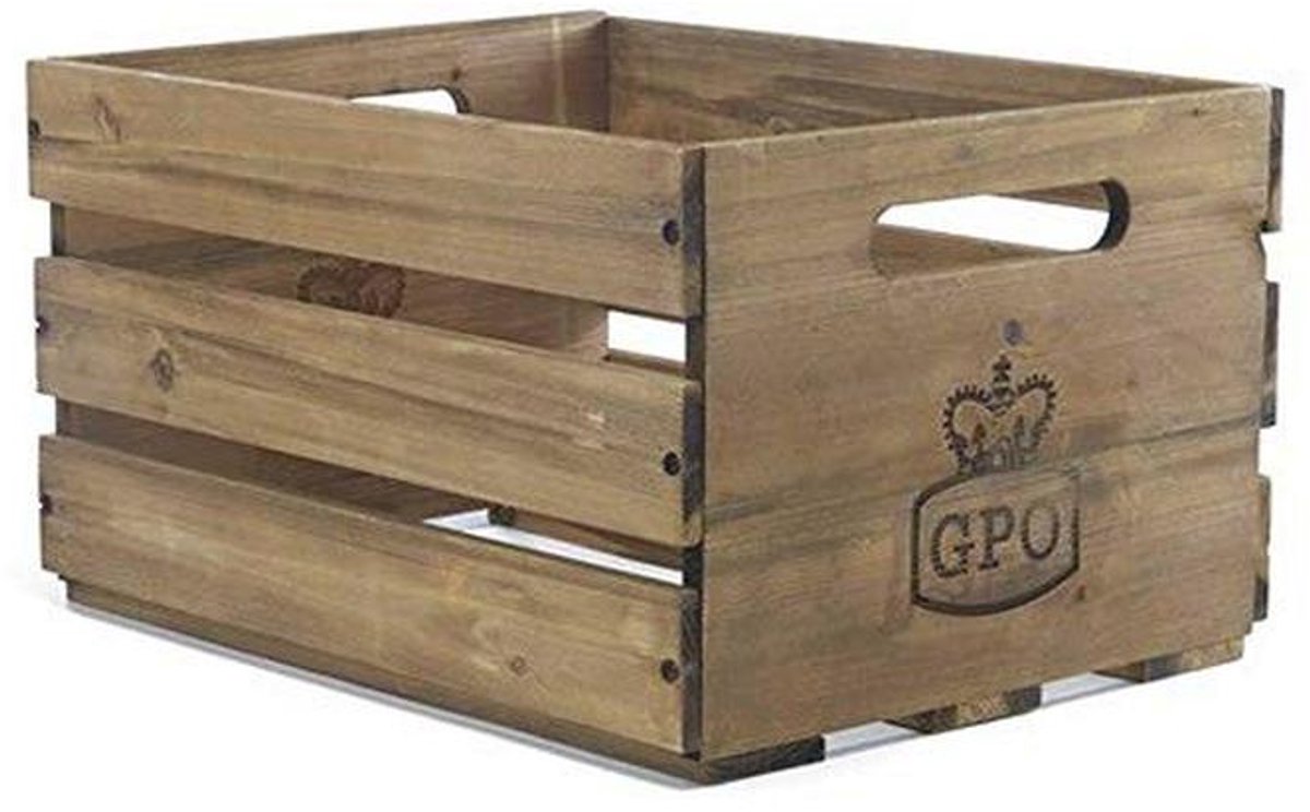Houten Opslagkrat voor 100 12 inch Vinylplaten - Stijlvolle Houten Afwerking