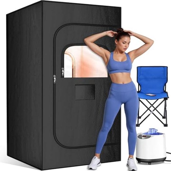 Draagbare Saunadoos voor Thuisgebruik - Opvouwbare Stoomsauna en Klapstoel