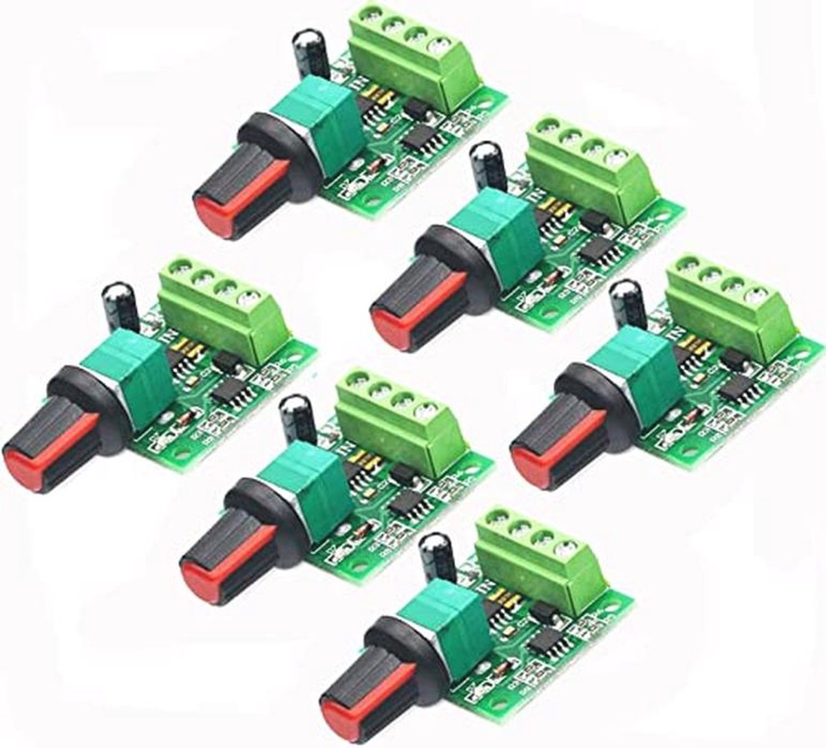 PWM DC Motor Snelheidsregelaar 6 Stuks - Instelbare Toerentalcontroller voor 1,8V tot 12V