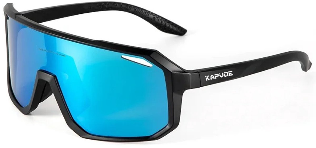 Kapvoe - Fietsbril - Sportbril - UV400 - Inclusief Brillendoos - Zwarte Frame - Blauwe Lens