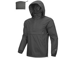 Outdoor Ventures Men's Rain Jacket, Waterproof Hooded Jumper, Foldable Reflective Jacket, Lightweight Bicycle Wind Jacket, Breathable Softshell Jacket for Hiking, Running, Outdoor