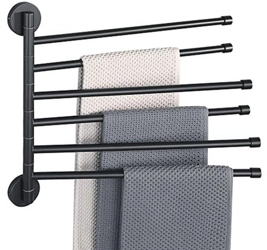 Badkamerhanddoekrek 5-armige draaibare handdoekbeugel, aan de muur gemonteerde badhanddoekhangers Keukenhanddoekhouder, massief aluminium uitklapbaar handdoekenrek Roestvrije multihanddoekbeugel Badkamerhanddoekrek 5-armige draaibare handdoekbeugel, aan de muur gemonteerde badhanddoekhangers Keukenhanddoekhouder, massief aluminium uitklapbaar handdoekenrek Roestvrije multihanddoekbeugel