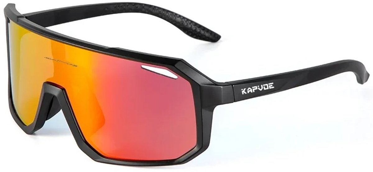 Kapvoe - Fietsbril - Sportbril - UV400 - Inclusief Brillendoos - Zwart Frame - Rode Lens