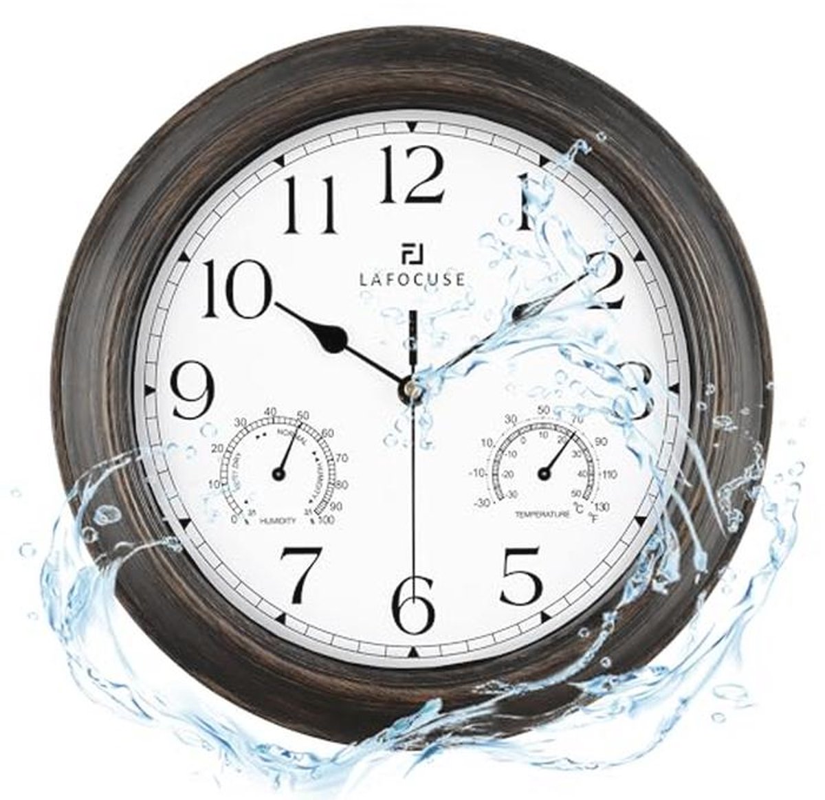 Waterdichte Wandklok met Thermometer en Hygrometer voor Binnen en Buiten - Stille Decoratieve Klok voor Terras en Veranda