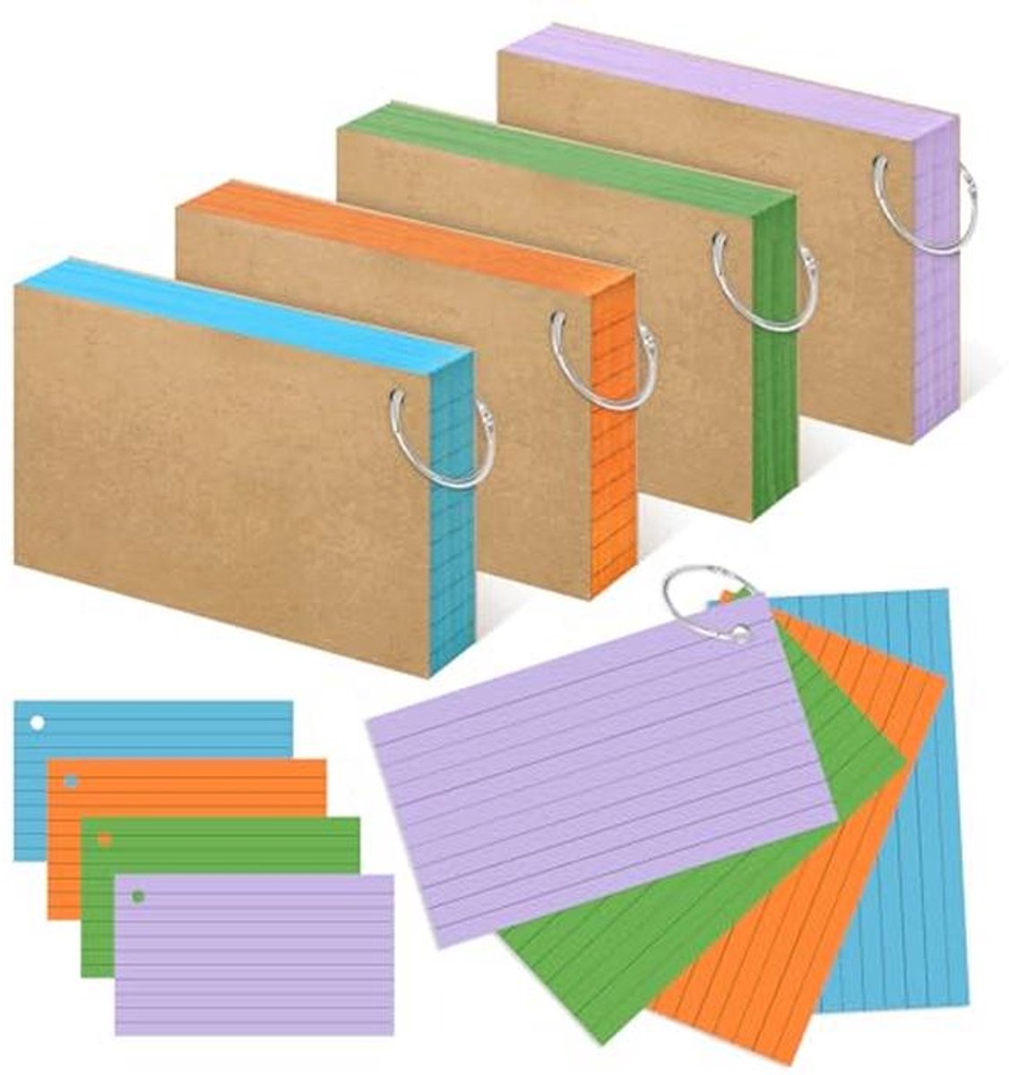 Gekleurde Flashkaarten 7 x 10 cm - 200 Stuks voor Studeren en Notities