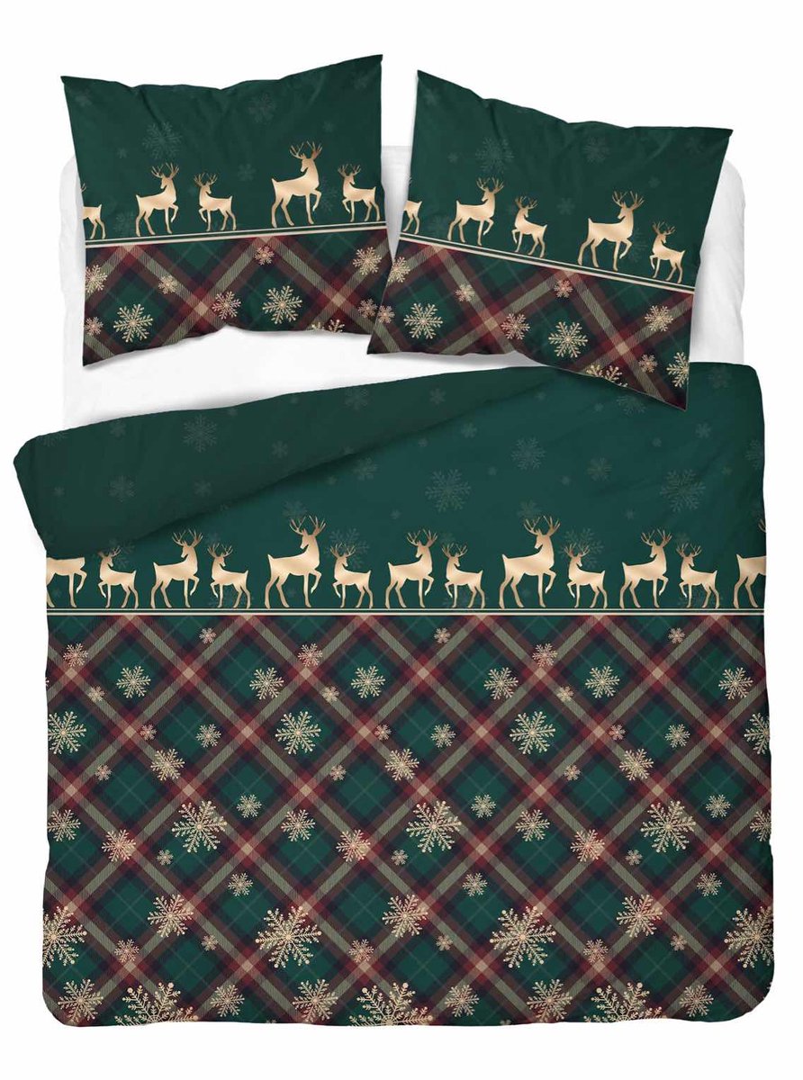 Kerst Dekbedovertrek Katoen 140x200 cm Gingerbread Winter Xmas Christmas Kerstboom
