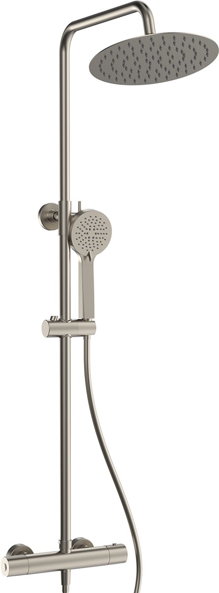 Rondo regendoucheset by Futurbath thermost. geb. nikkel 250mm