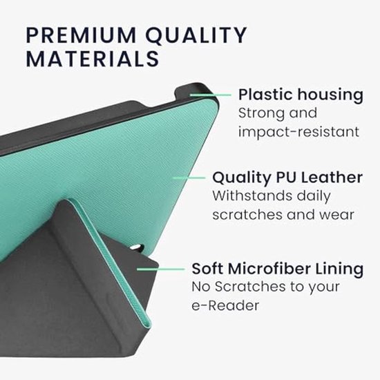 E-reader Hoes Compatible met Kobo Libra H2O - Met Kickstand - Leren Ereader Cover - Mintgroen van Merkloos — afbeelding 3
