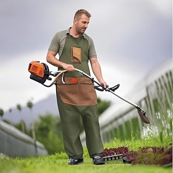 Tuinschort, schort voor mannen, oogstschort met zakken, waterdicht, verstelbaar, versterkte knieën voor het maaien van gras en gazons van Merkloos	 — afbeelding 3