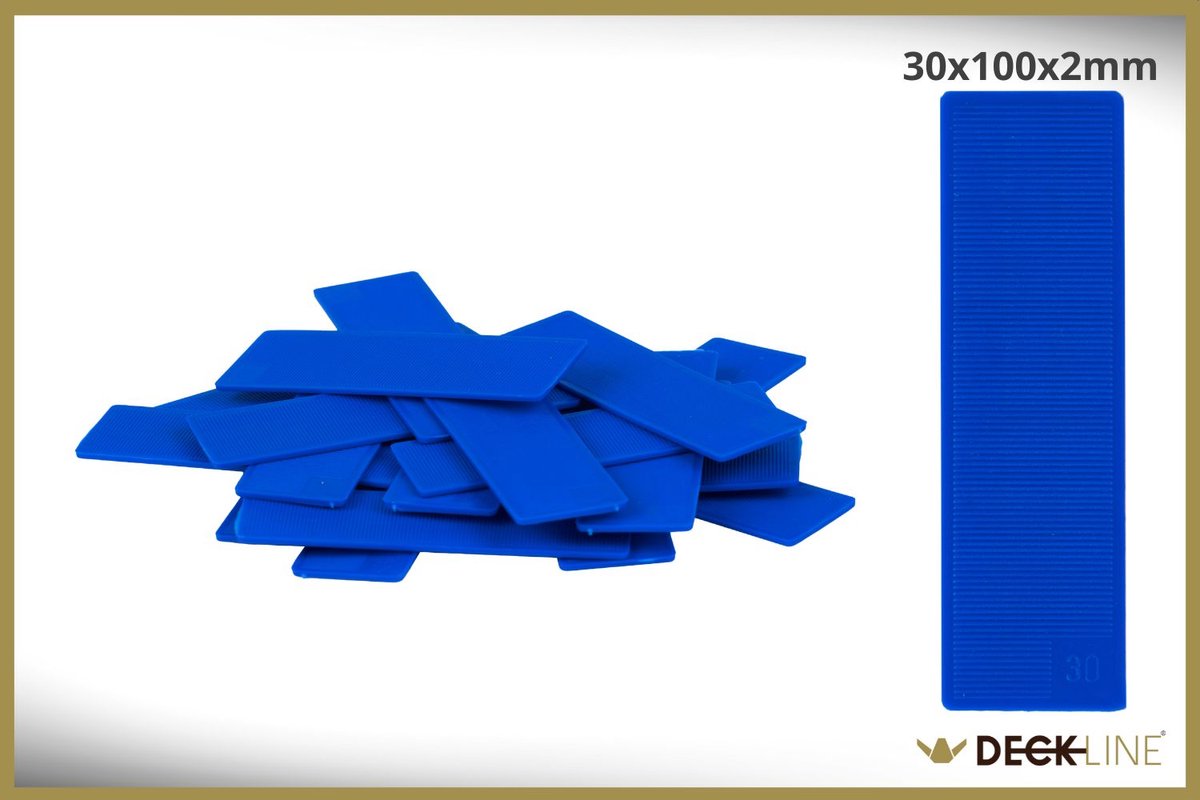 DECKLINE S3002 - Montage Wiggen - Blauw - 30x100x2 mm - 100 Stuks - Duurzaam