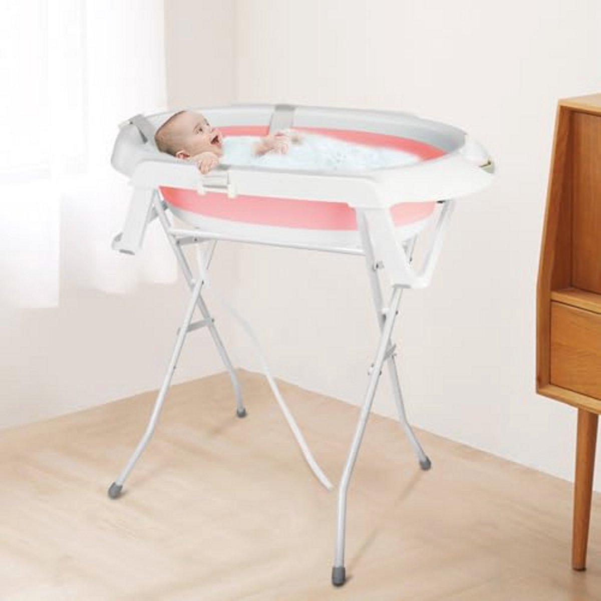 Opvouwbare babybadkuip met temperatuurweergave en antislip ontwerp