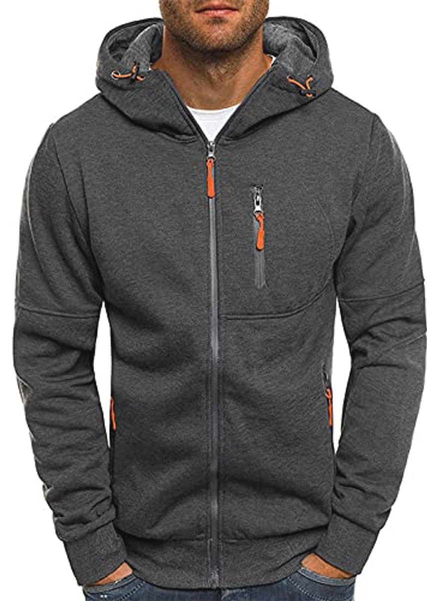 Lichtgewicht Heren Hoodie Met Rits - Lange Mouwen Trui