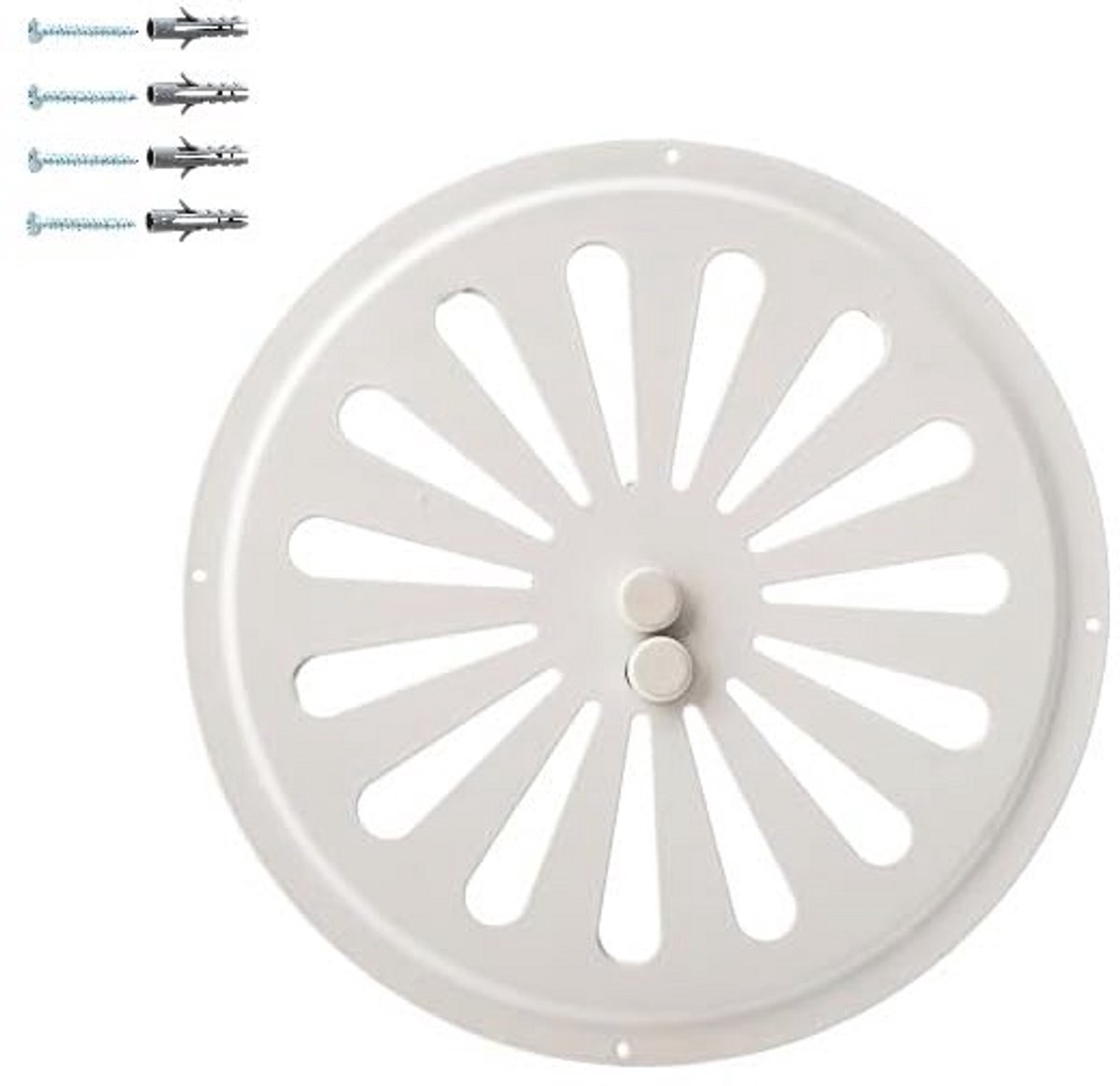 Rond Ventilatierooster van Gegalvaniseerd Staal – Poedercoating Wit RAL 9016 – Ideaal voor Regeling van Luchtstroom