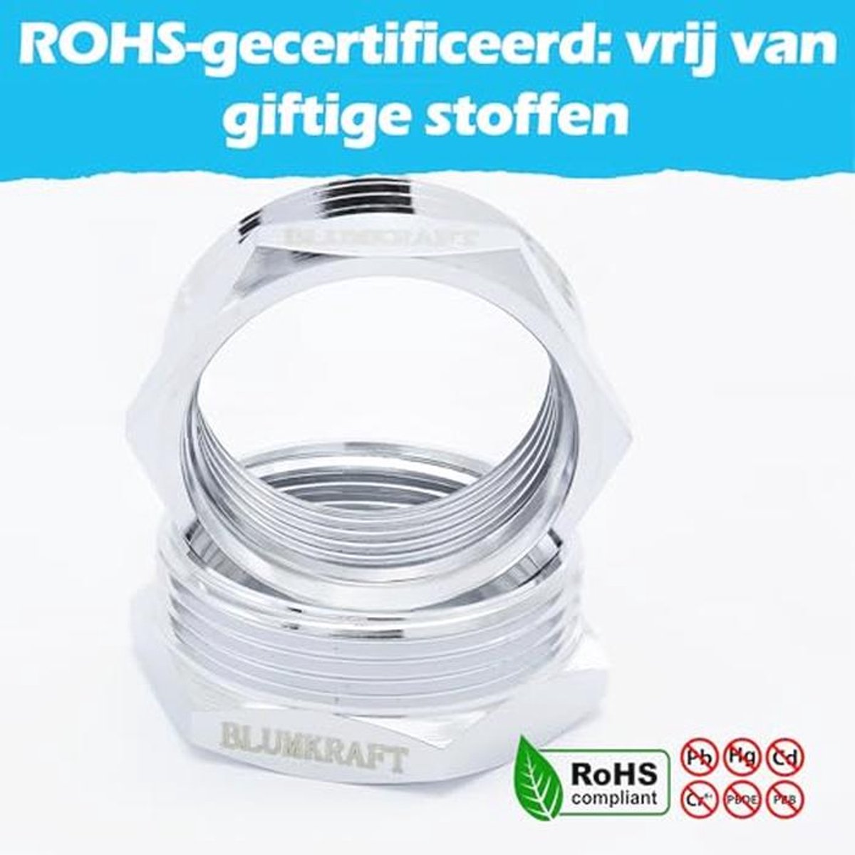 Set van 2 metalen adapters voor M26 x 1,5 naar M30 x 1,5 radiator en thermostaatkop