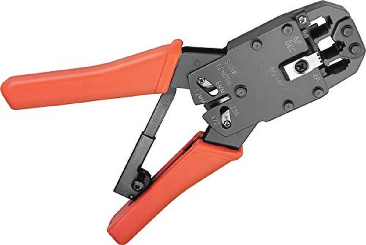 Krimptang voor modulaire stekkers RJ10, RJ11, RJ12, RJ45 - Inclusief kabelsnijder en stripper