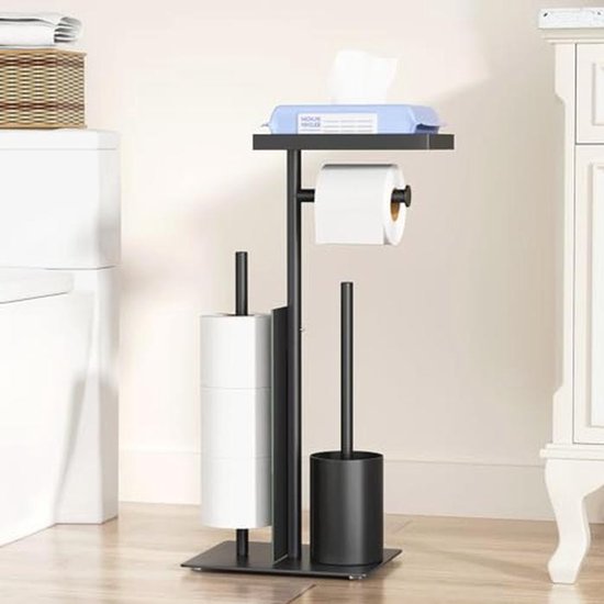 VDN Stainless wc rolhouder staand - Toiletrolhouder en reserverolhouder - RVS - 2 in 1