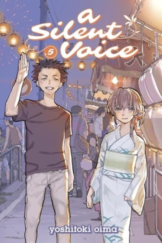 Couverture de "A Silent Voice" volume 5, avec Shoya et Shoko devant un festival.