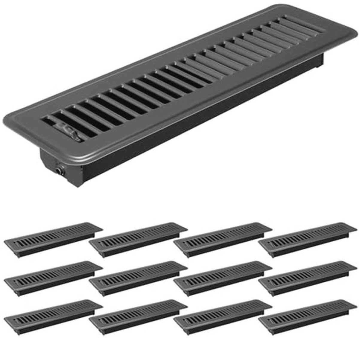 Vloerregister ventilatieopeningen 12 stuks 5 x 30 cm metalen warmteafvoerregister