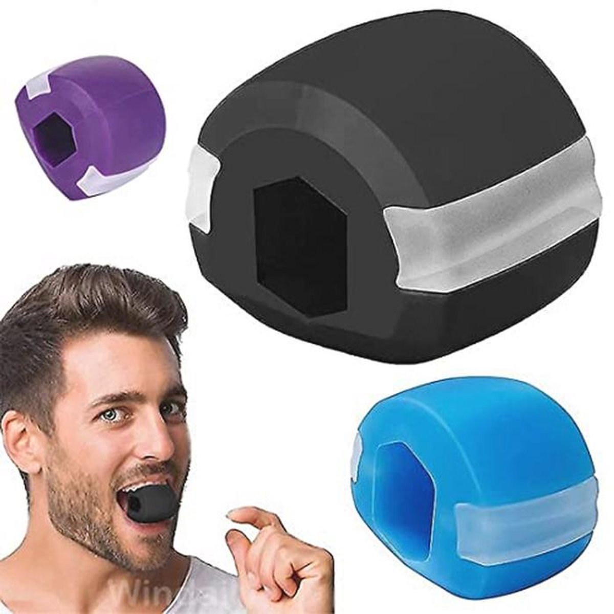 PLABBDPL 3 stuks Jaw Trainer, Jawline Exerciser en kaaktraining, kaakoefening en mooie kaaklijn, dubbele kin-reductiemiddel voor oefeningen en gezichtsspieren, mannen en vrouwen
