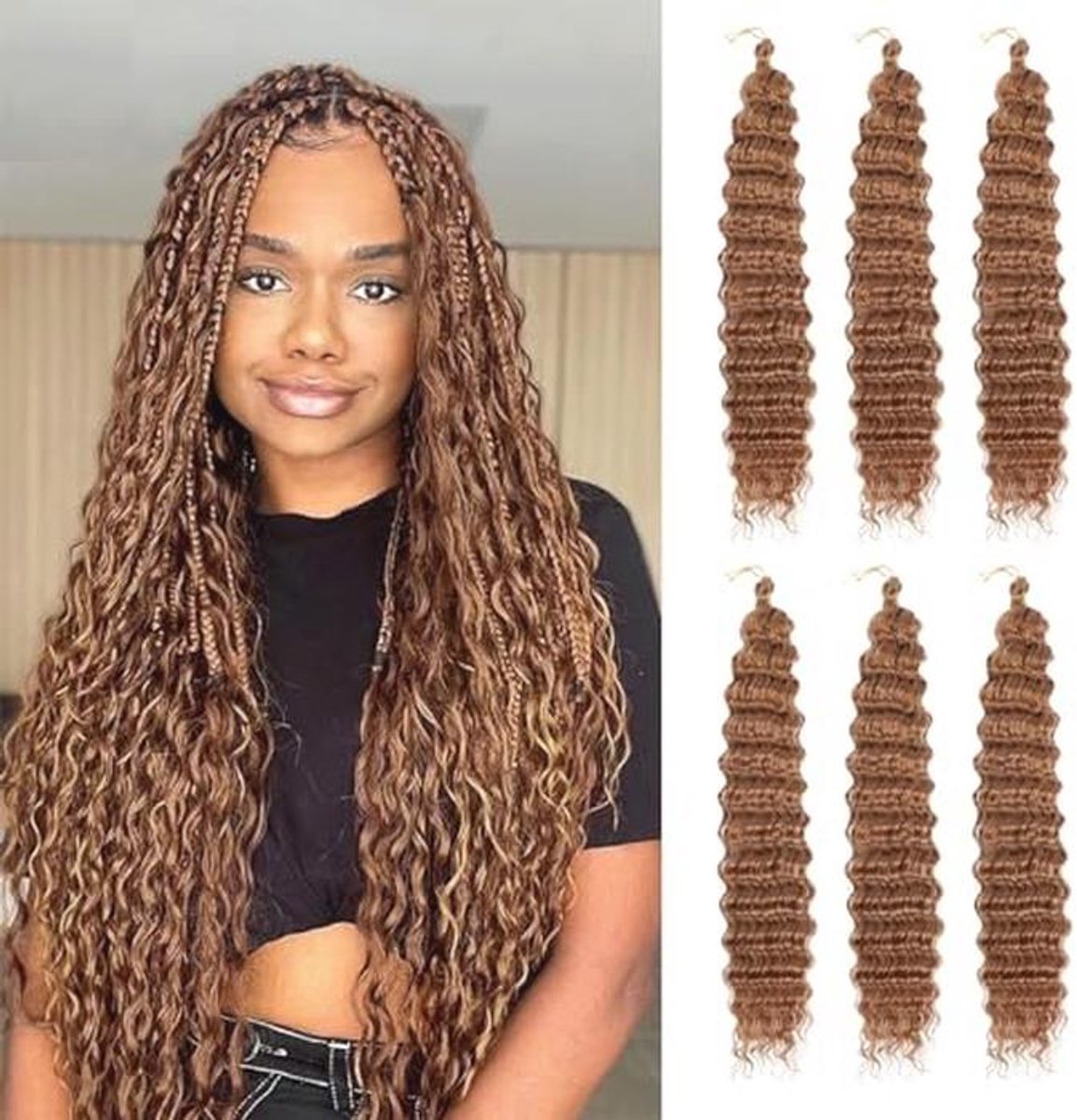 22 inch Deep Wave Wavy Braiding Hair Extensions for Black Women