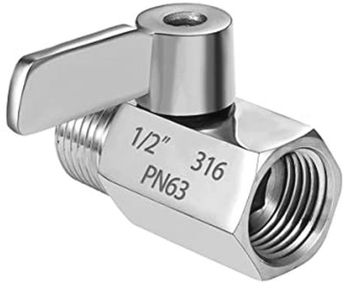Douchekop afsluitventiel mini-kogelkraan 1/2 inch waterstroomregelklep