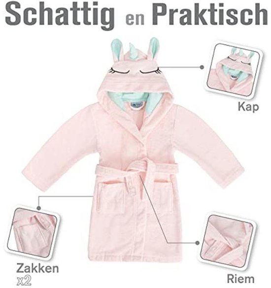 Badjas Eenhoorn Kinderen - Zacht en Donzig - 100% Katoen OEKO-TEX® Gecertificeerd — afbeelding 5