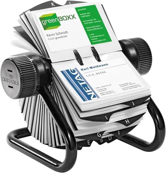 Rotary Card System voor 400 Visitekaarten met A-Z Register in Zwart | bol
