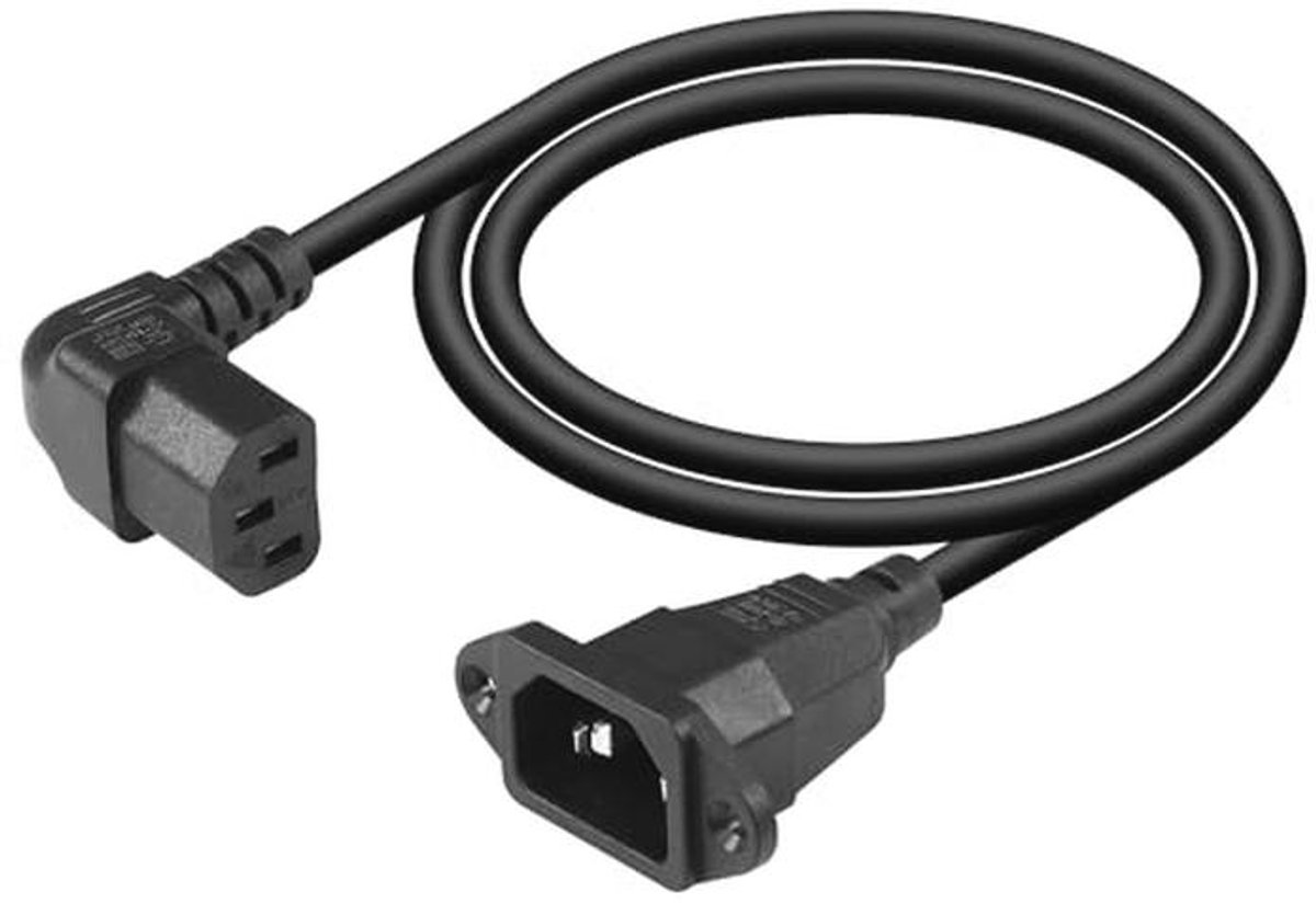 Verlengkabel C14 naar C13 90 graden – 0,6 m PDU voedingskabel IEC 320