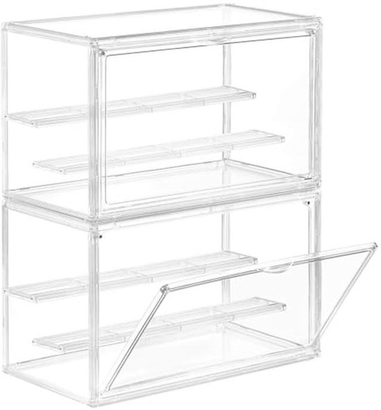 SVENJBB Acrylvitrine Kompatibel mit Funko POP! 4 Zoll Figuren Staubdichte Vitrine Box für Figuren und Sammlerstücke, 3 Ebenen