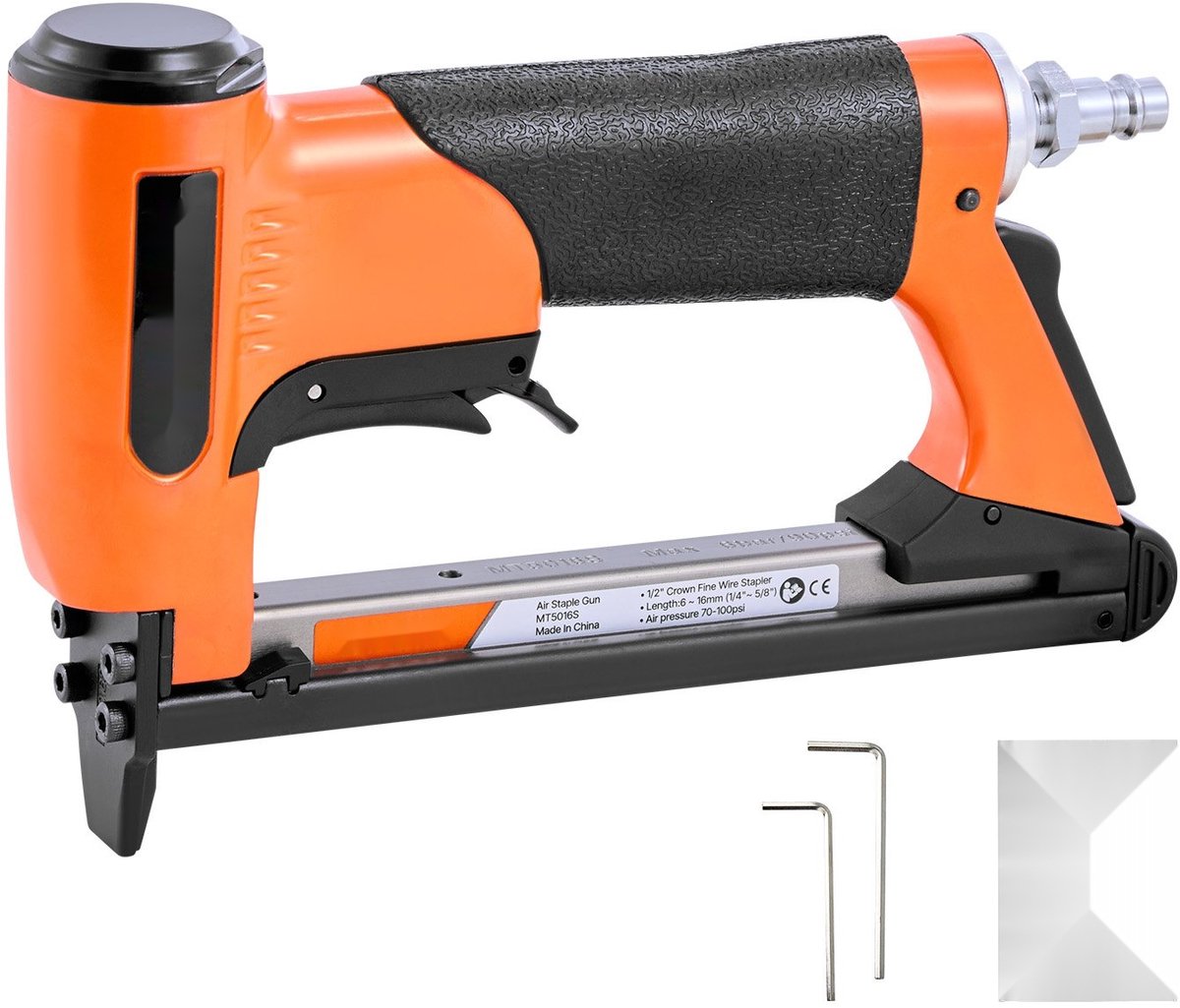 Pneumatisch nietpistool (tacker) - Fijndraad 50-serie - Kroon 12,8 mm - Nietlengte 6–16 mm - Magazijn 110 stuks - Voor stoffering & houtbewerking