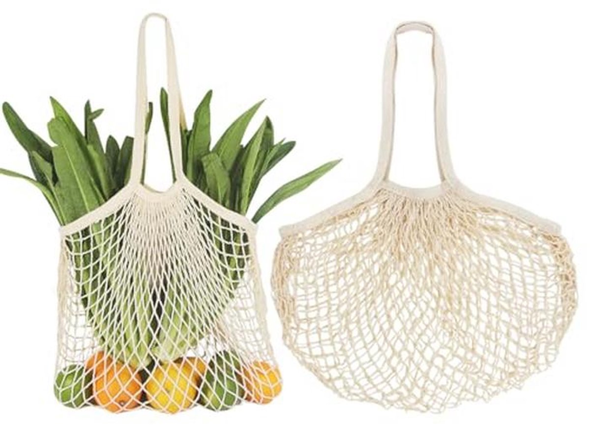 Herbruikbare Beige Nettas voor Boodschappen - 2 Stuks - Draagbare Groente en Fruit Tassen