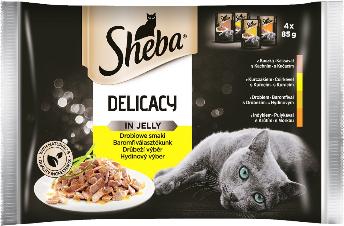 Sheba Delicacy in Jelly - Gevogelte Smaken Selectie - 4x85g - Volledige Voeding