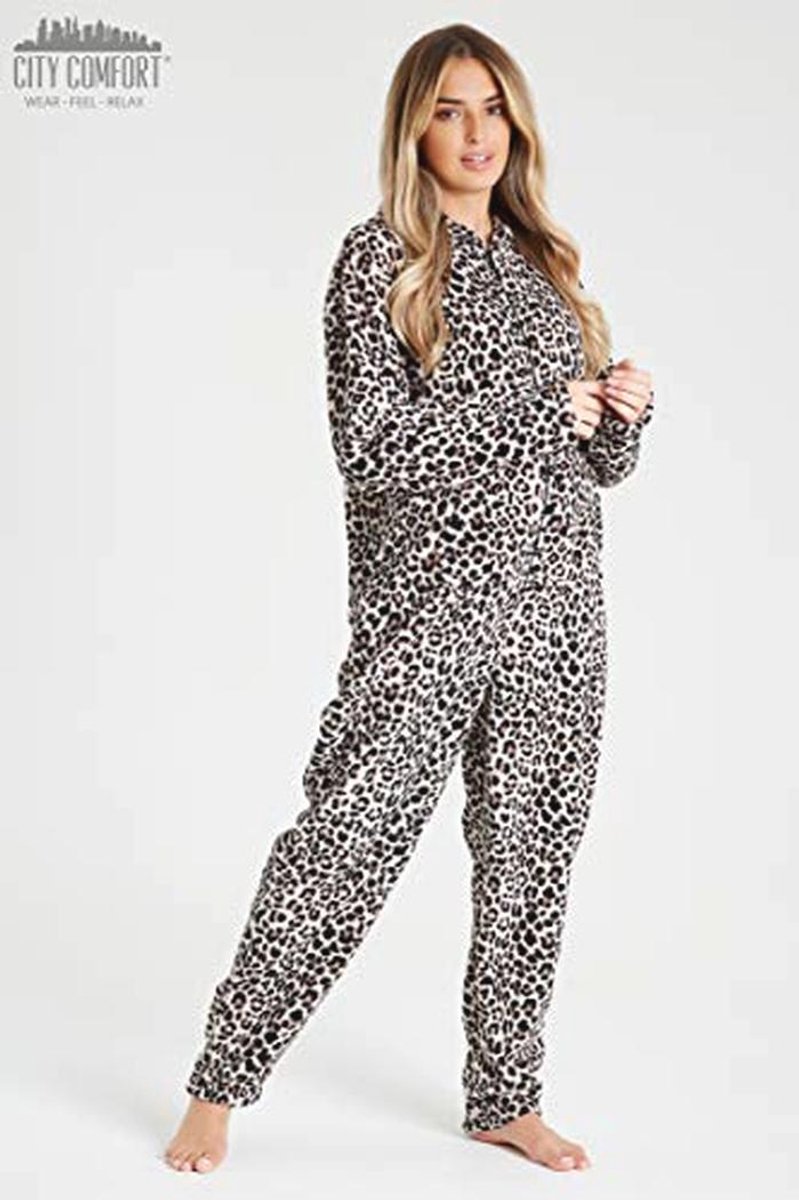 Dames Jumpsuit Fleece Pyjama - Behaaglijke Onesie in Maten S-XL