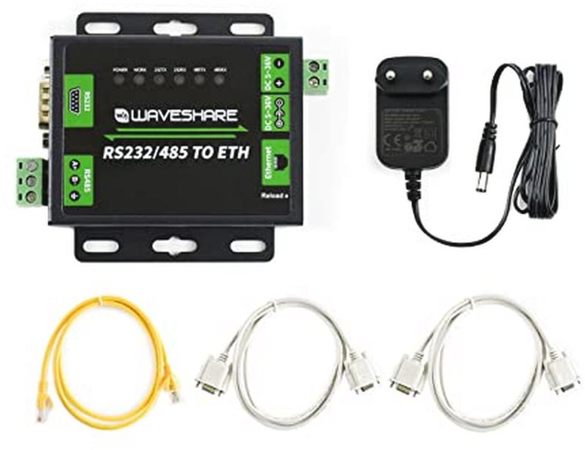 Industrieel RS232/RS485 naar Ethernet Converter met Dubbele Seriële Poorten - TCP/UDP Client en Server
